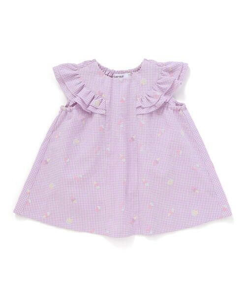 SLAP SLIP / スラップ スリップ シャツ・ブラウス | 【お揃い】カラフルスイーツ刺しゅう風発泡プリント柄肩フリルチュニック(80~130cm) | 詳細15