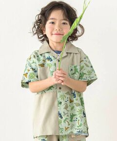 SLAP SLIP / スラップ スリップ シャツ・ブラウス | 【お揃い/接触冷感】サファリ柄切り替え胸ポケット付き麻レーヨンシャツ(80~130cm)