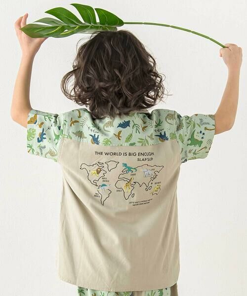 SLAP SLIP / スラップ スリップ シャツ・ブラウス | 【お揃い/接触冷感】サファリ柄切り替え胸ポケット付き麻レーヨンシャツ(80~130cm) | 詳細3