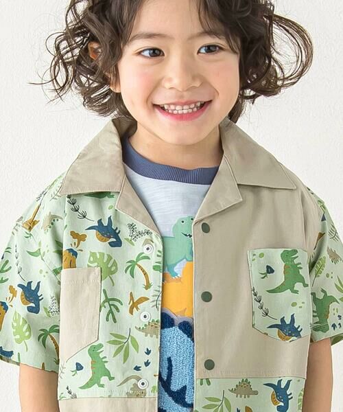 SLAP SLIP / スラップ スリップ シャツ・ブラウス | 【お揃い/接触冷感】サファリ柄切り替え胸ポケット付き麻レーヨンシャツ(80~130cm) | 詳細4