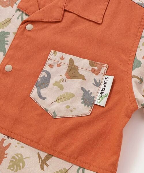 SLAP SLIP / スラップ スリップ シャツ・ブラウス | 【お揃い/接触冷感】サファリ柄切り替え胸ポケット付き麻レーヨンシャツ(80~130cm) | 詳細14