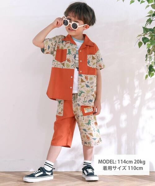 SLAP SLIP / スラップ スリップ シャツ・ブラウス | 【お揃い/接触冷感】サファリ柄切り替え胸ポケット付き麻レーヨンシャツ(80~130cm) | 詳細7