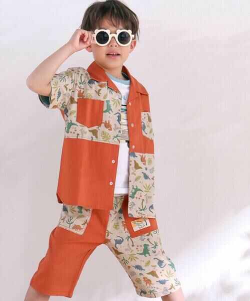 SLAP SLIP / スラップ スリップ シャツ・ブラウス | 【お揃い/接触冷感】サファリ柄切り替え胸ポケット付き麻レーヨンシャツ(80~130cm) | 詳細8