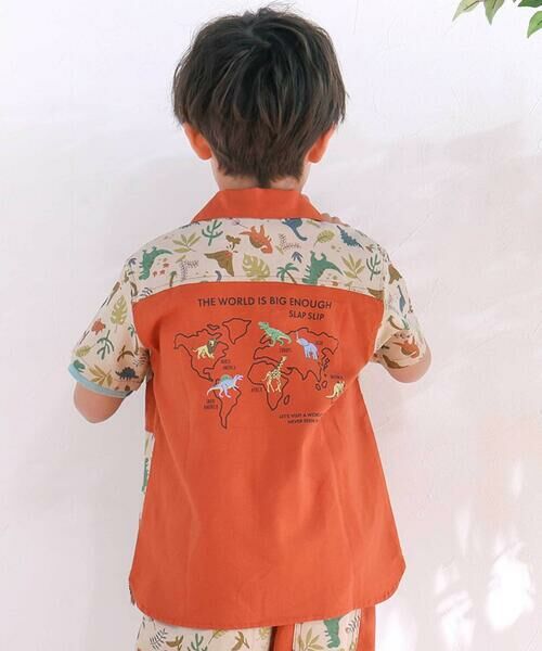 SLAP SLIP / スラップ スリップ シャツ・ブラウス | 【お揃い/接触冷感】サファリ柄切り替え胸ポケット付き麻レーヨンシャツ(80~130cm) | 詳細10
