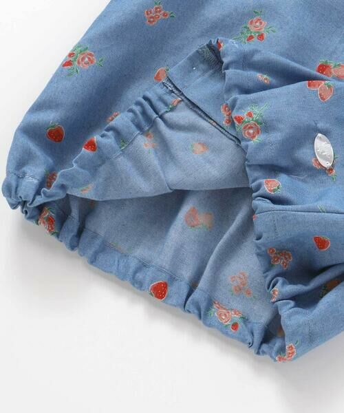 SLAP SLIP / スラップ スリップ シャツ・ブラウス | 【お揃い】デニムイチゴ×お花プリントセーラー襟パフスリーブトップス(80~130cm) | 詳細10