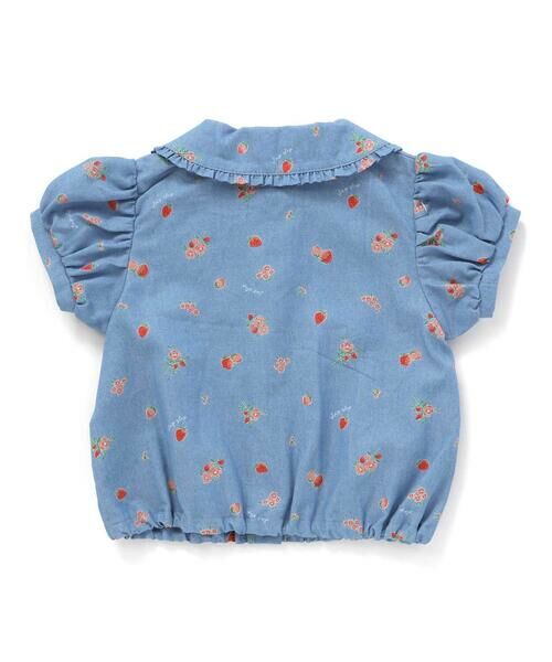 SLAP SLIP / スラップ スリップ シャツ・ブラウス | 【お揃い】デニムイチゴ×お花プリントセーラー襟パフスリーブトップス(80~130cm) | 詳細6