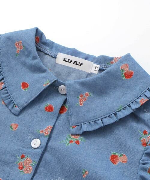 SLAP SLIP / スラップ スリップ シャツ・ブラウス | 【お揃い】デニムイチゴ×お花プリントセーラー襟パフスリーブトップス(80~130cm) | 詳細7