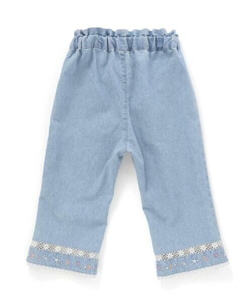 SLAP SLIP / スラップ スリップ デニムパンツ | ウエストリボン裾レースお花シェル刺しゅう7分丈パンツ(90~130cm) | 詳細7