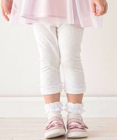 SLAP SLIP / スラップ スリップ レギンス・スパッツ | 裾チュールストライプレース編み6分丈レギンス(80~130cm)