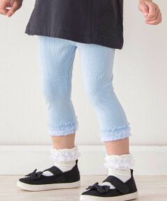 SLAP SLIP / スラップ スリップ レギンス・スパッツ | 裾チュールストライプレース編み6分丈レギンス(80~130cm)