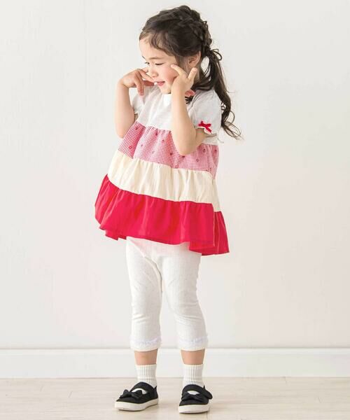 SLAP SLIP / スラップ スリップ レギンス・スパッツ | 裾チュールストライプレース編み6分丈レギンス(80~130cm) | 詳細2