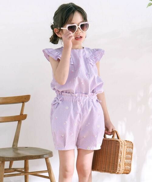 SLAP SLIP / スラップ スリップ ショート・ハーフ・半端丈パンツ | 【お揃い】カラフルスイーツ刺しゅう風発泡プリント柄サイドリボン裾タックショートパンツ(90~130cm) | 詳細5