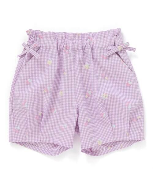 SLAP SLIP / スラップ スリップ ショート・ハーフ・半端丈パンツ | 【お揃い】カラフルスイーツ刺しゅう風発泡プリント柄サイドリボン裾タックショートパンツ(90~130cm) | 詳細7