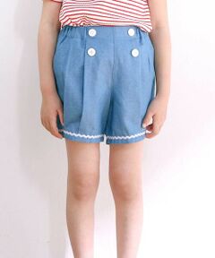 SLAP SLIP / スラップ スリップ ショート・ハーフ・半端丈パンツ | イカリ飾りボタンデニムマリン風ショートパンツ(90~130cm)