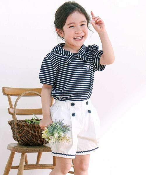 SLAP SLIP / スラップ スリップ ショート・ハーフ・半端丈パンツ | イカリ飾りボタンデニムマリン風ショートパンツ(90~130cm) | 詳細2