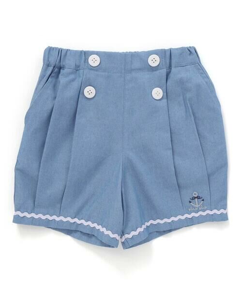 SLAP SLIP / スラップ スリップ ショート・ハーフ・半端丈パンツ | イカリ飾りボタンデニムマリン風ショートパンツ(90~130cm) | 詳細10