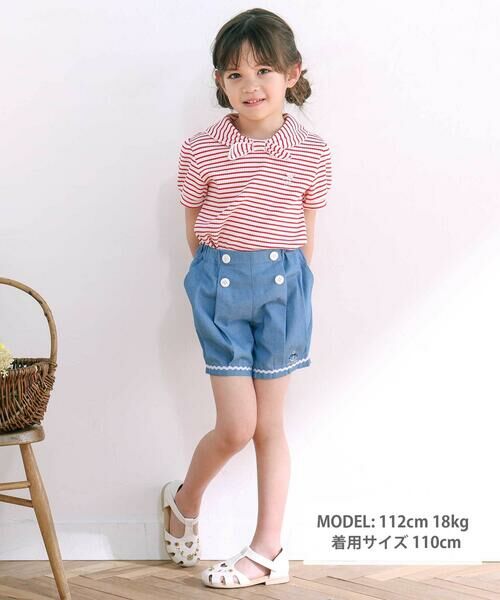 SLAP SLIP / スラップ スリップ ショート・ハーフ・半端丈パンツ | イカリ飾りボタンデニムマリン風ショートパンツ(90~130cm) | 詳細6