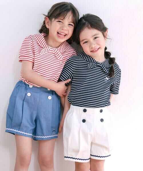 SLAP SLIP / スラップ スリップ ショート・ハーフ・半端丈パンツ | イカリ飾りボタンデニムマリン風ショートパンツ(90~130cm) | 詳細9