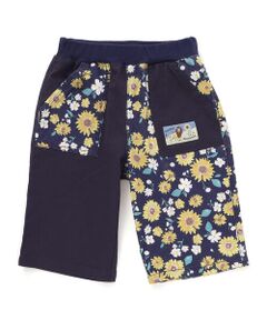 SLAP SLIP / スラップ スリップ ショート・ハーフ・半端丈パンツ | 【お揃い/接触冷感】無地ヒマワリサファリ柄切り替えポケット付き麻レーヨンパンツ(80~130cm)