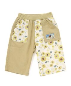 SLAP SLIP / スラップ スリップ ショート・ハーフ・半端丈パンツ | 【お揃い/接触冷感】無地ヒマワリサファリ柄切り替えポケット付き麻レーヨンパンツ(80~130cm)