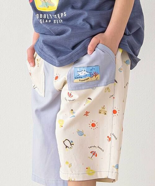 SLAP SLIP / スラップ スリップ ショート・ハーフ・半端丈パンツ | 【お揃い/接触冷感】無地ヒマワリサファリ柄切り替えポケット付き麻レーヨンパンツ(80~130cm) | 詳細11