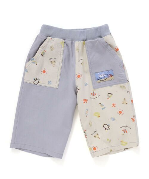 SLAP SLIP / スラップ スリップ ショート・ハーフ・半端丈パンツ | 【お揃い/接触冷感】無地ヒマワリサファリ柄切り替えポケット付き麻レーヨンパンツ(80~130cm) | 詳細2