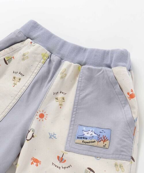SLAP SLIP / スラップ スリップ ショート・ハーフ・半端丈パンツ | 【お揃い/接触冷感】無地ヒマワリサファリ柄切り替えポケット付き麻レーヨンパンツ(80~130cm) | 詳細4