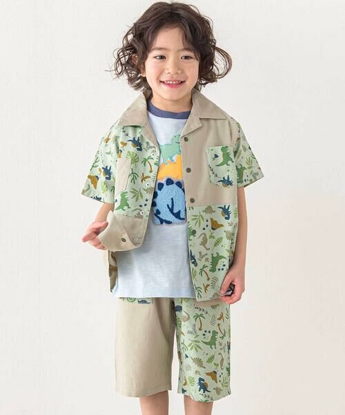 SLAP SLIP / スラップ スリップ ショート・ハーフ・半端丈パンツ | 【お揃い/接触冷感】無地ヒマワリサファリ柄切り替えポケット付き麻レーヨンパンツ(80~130cm) | 詳細21