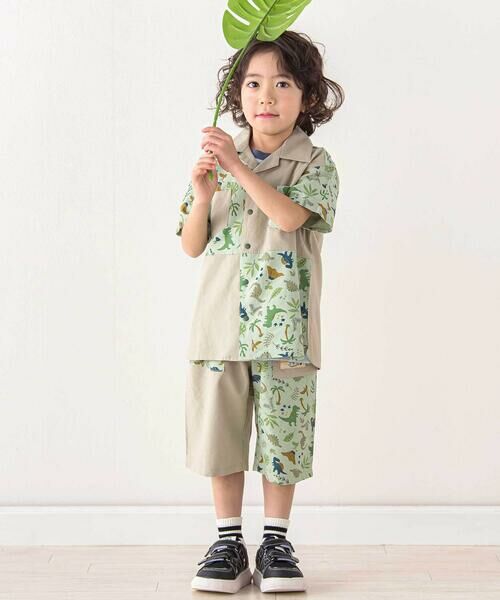 SLAP SLIP / スラップ スリップ ショート・ハーフ・半端丈パンツ | 【お揃い/接触冷感】無地ヒマワリサファリ柄切り替えポケット付き麻レーヨンパンツ(80~130cm) | 詳細17