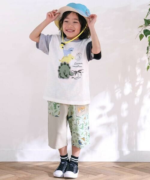 SLAP SLIP / スラップ スリップ ショート・ハーフ・半端丈パンツ | 【お揃い/接触冷感】無地ヒマワリサファリ柄切り替えポケット付き麻レーヨンパンツ(80~130cm) | 詳細18