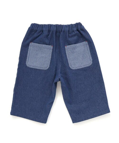 SLAP SLIP / スラップ スリップ ショート・ハーフ・半端丈パンツ | 飛行機くるま裾刺しゅうデニムヒッコリー5.5分丈パンツ(80~130cm) | 詳細6