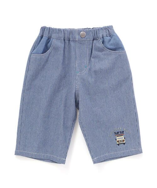 SLAP SLIP / スラップ スリップ ショート・ハーフ・半端丈パンツ | 飛行機くるま裾刺しゅうデニムヒッコリー5.5分丈パンツ(80~130cm) | 詳細12