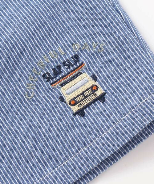 SLAP SLIP / スラップ スリップ ショート・ハーフ・半端丈パンツ | 飛行機くるま裾刺しゅうデニムヒッコリー5.5分丈パンツ(80~130cm) | 詳細17