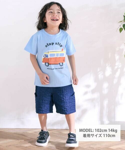 SLAP SLIP / スラップ スリップ ショート・ハーフ・半端丈パンツ | サイドポケットポコポコサッカーデニムハーフパンツ(80~130cm) | 詳細1