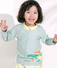 SLAP SLIP / スラップ スリップ 水着・スイムグッズ | はたらくくるまうみのいきもの恐竜ドドーンとモチーフプリントハーフジップラッシュガード(90~130cm)