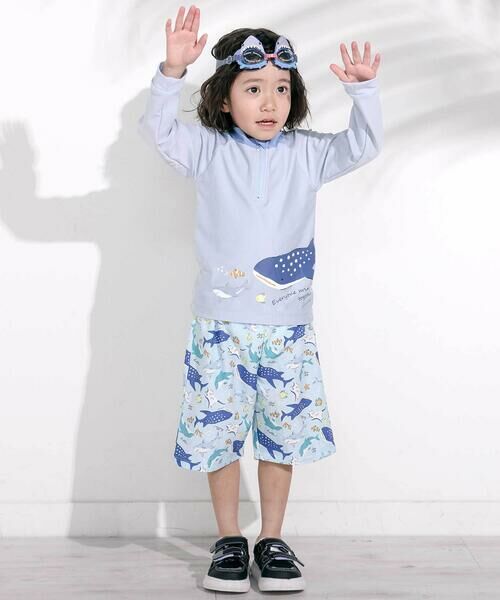 SLAP SLIP / スラップ スリップ 水着・スイムグッズ | はたらくくるまうみのいきもの恐竜ドドーンとモチーフプリントハーフジップラッシュガード(90~130cm) | 詳細4