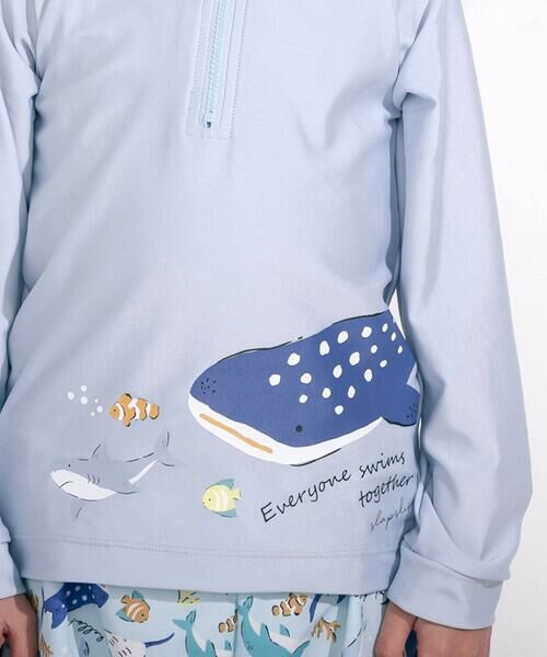 SLAP SLIP / スラップ スリップ 水着・スイムグッズ | はたらくくるまうみのいきもの恐竜ドドーンとモチーフプリントハーフジップラッシュガード(90~130cm) | 詳細5