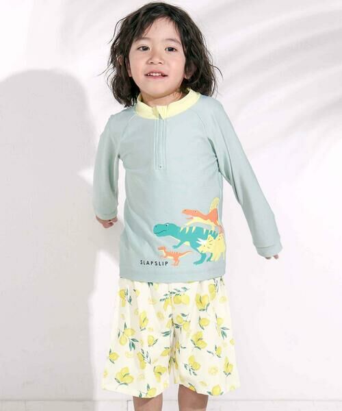 SLAP SLIP / スラップ スリップ 水着・スイムグッズ | はたらくくるまうみのいきもの恐竜ドドーンとモチーフプリントハーフジップラッシュガード(90~130cm) | 詳細8