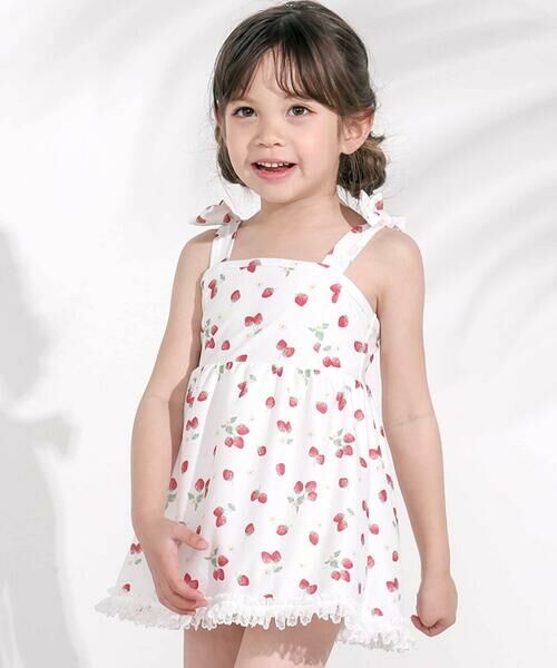 SLAP SLIP / スラップ スリップ 水着・スイムグッズ | 【お揃い】肩リボンフルーツ総柄ワンピース型スイムウェア(90~130cm) | 詳細2