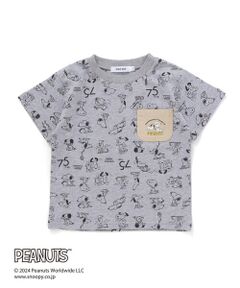 SLAP SLIP / スラップ スリップ Tシャツ | 【PEANUTS×SLAP SLIP】75周年スヌーピーいっぱいポケット付き総柄Tシャツ(80~130cm)