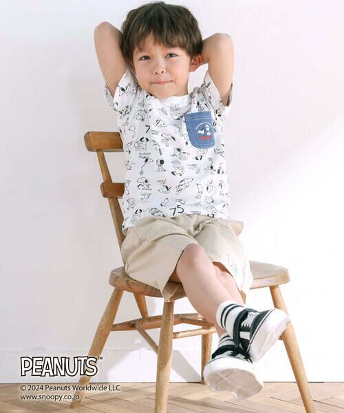 SLAP SLIP / スラップ スリップ Tシャツ | 【PEANUTS×SLAP SLIP】75周年スヌーピーいっぱいポケット付き総柄Tシャツ(80~130cm) | 詳細3