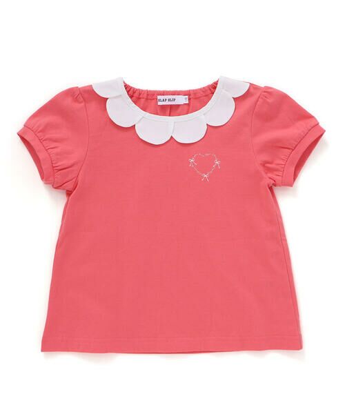 SLAP SLIP/スラップ スリップ スカラップ襟後ろゴム無地ボーダーTシャツ(80~130cm) レッド 110cm SLAP SLIP/スラップ スリップ スカラップ襟後ろゴム無地ボーダーTシャツ(80~130cm) レッド 110cm