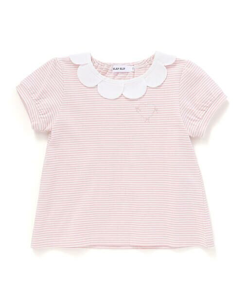 SLAP SLIP / スラップ スリップ Tシャツ | スカラップ襟後ろゴム無地ボーダーTシャツ(80~130cm) | 詳細8