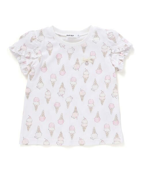 SLAP SLIP / スラップ スリップ Tシャツ | 【お揃い】アイスチェリーレモン総柄フリル袖Tシャツ(80~130cm) | 詳細1
