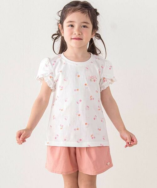 SLAP SLIP / スラップ スリップ Tシャツ | 【お揃い】アイスチェリーレモン総柄フリル袖Tシャツ(80~130cm) | 詳細5
