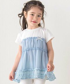 SLAP SLIP / スラップ スリップ Tシャツ | くしゅっとギャザーシフォンビスチェドッキングTシャツ(80~130cm)