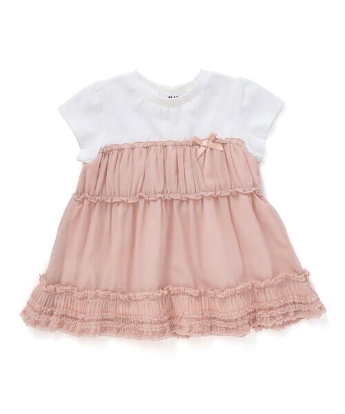 SLAP SLIP / スラップ スリップ Tシャツ | くしゅっとギャザーシフォンビスチェドッキングTシャツ(80~130cm) | 詳細1