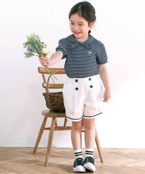 SLAP SLIP / スラップ スリップ Tシャツ | リボン襟マリン風ボーダーTシャツ(80~130cm) | 詳細6
