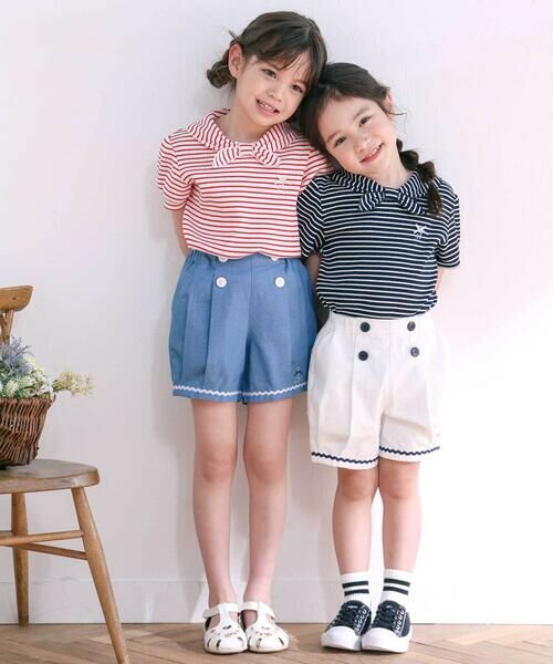SLAP SLIP / スラップ スリップ Tシャツ | リボン襟マリン風ボーダーTシャツ(80~130cm) | 詳細7