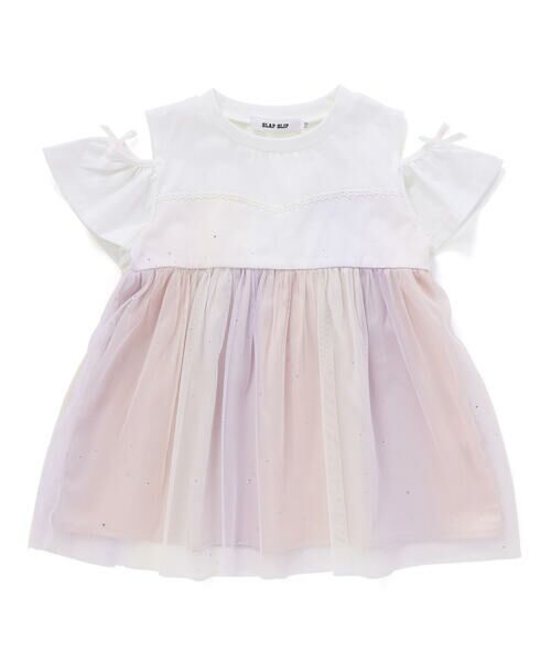 SLAP SLIP / スラップ スリップ Tシャツ | キラキラチュール切り替え肩あきトップス(80~130cm) | 詳細4